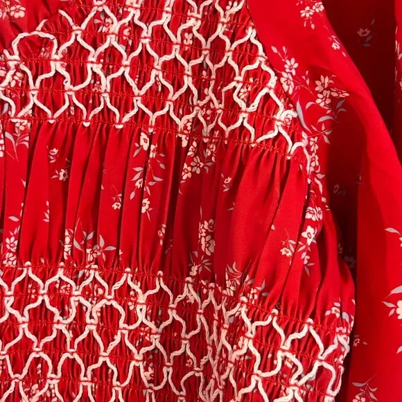 NWT Baevely Floral Smocked Midi/Maxi Puff Dress - Picture 13 of 15